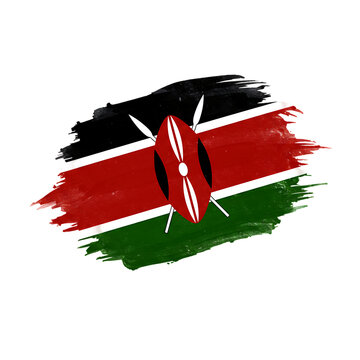 Grunge Styled Kenyan Flag on Transparent Background


