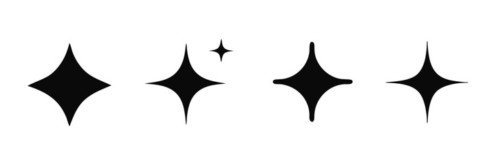sparkle star icon set. simple star burst symbol. vector illustration.