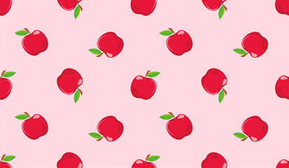 Cartoon red apple seamless pattern
