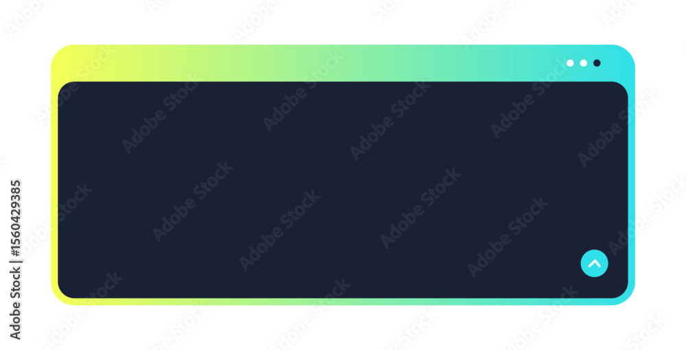 Poster gradient tech ui window with rounded corners. futuristic interface box with navigation icon. minimal