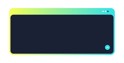 Gradient Tech UI Window with Rounded Corners. Futuristic Interface Box with Navigation Icon. Minimal Modern HUD Display Frame