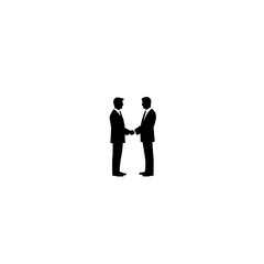 Two Businessmen Shaking Hands Icon Vector Illustration in Flat Minimalist Style for Partnership and Agreement