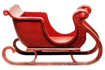 red sleigh furniture decoration isolated on white background PNG, AI GENERATED