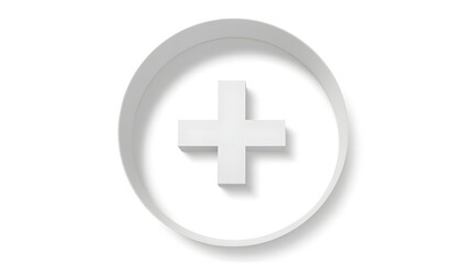 Obraz premium White plus symbol in circle isolated on a transparent background