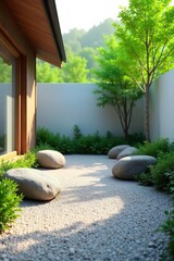 Serene Zen Garden Gravel, Stones, and Minimalist Landscaping for Peaceful Meditation and Wellbeing