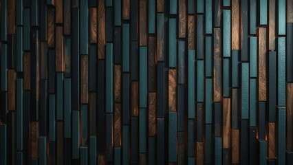 Fototapeta premium Abstract wooden background with alternating dark and light vertical planks creating a textured