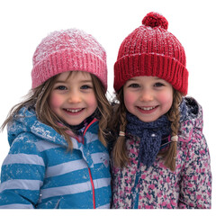 two girls in winter clothes on transparent png background