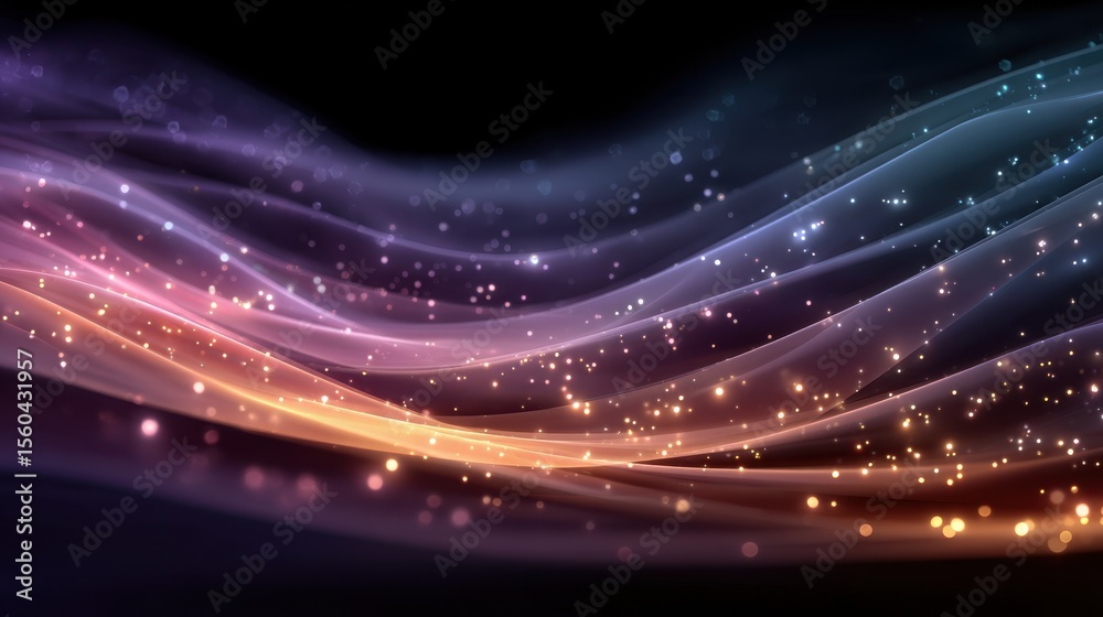 Poster light rays bursting across universe landscape with stars in deep black space