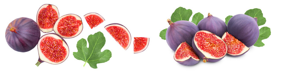 fig fruits isolated on white background . Top view. Flat lay