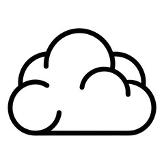 Black Outline of Rounded Cloud Icon for Weather or Cloud Computing Designs