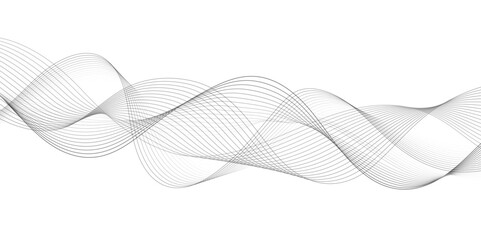 Abstract wave blend lines on transparent background. Design for banner, wallpaper, background and many more. Undulate Grey Wave Swirl, frequency sound wave, twisted curve lines with blend effect.	