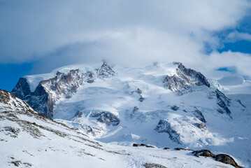 Glaciated Breithorn Massif from the Matterhorn Glacier Paradise Route, Switzerland