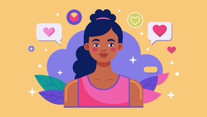 A social media post by a wellness influencer talking about the importance of focusing on inner health and selfcare rather than physical appearance.. Vector illustration