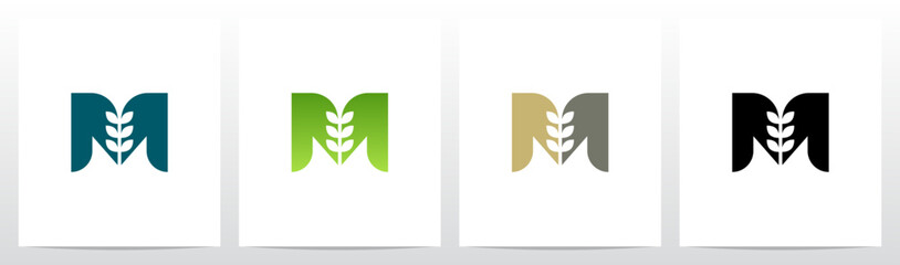 Sprout Plant In The Middle Of Letter Initial Logo Design M