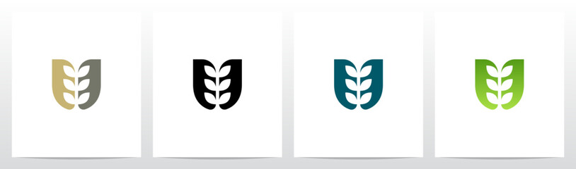 Sprout Plant In The Middle Of Letter Initial Logo Design U