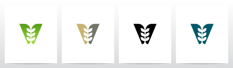 Sprout Plant In The Middle Of Letter Initial Logo Design V