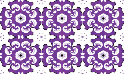 The fabric patterns seamless vector pattern, beautifully arranged floral, with flowers in the center, while , purple background