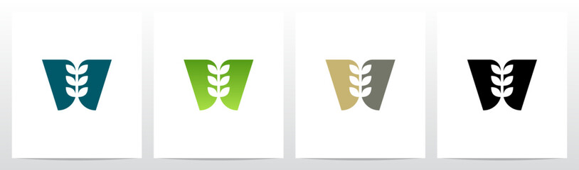 Sprout Plant In The Middle Of Letter Initial Logo Design W
