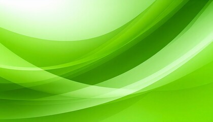 Obraz premium パワポや資料の背景に使える 爽やかな緑の曲線が重なり合う抽象的なヒーリンググラデーション背景