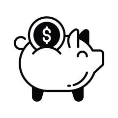 Check out this glyph icon showing piggy bank saving coins