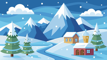winter landscape with christmas tree