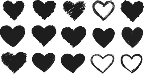 Grungy Black Heart Shapes