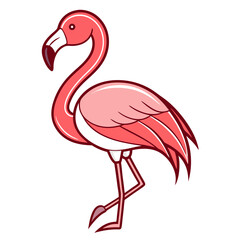 Pink flamingo on a white background. Vector illustration.
