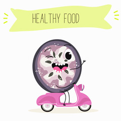 Cherry, fruit, dogwood, cornelian, cornus, funny cheerful characters. Vector hand drawn  illistration.