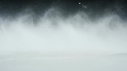 Abstract winter landscape featuring a snowstorm over a pristine field of white - Powered by Adobe