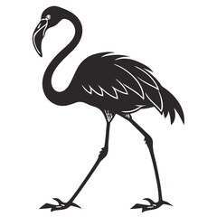 A striking, stylized silhouette of a flamingo against a plain white background.