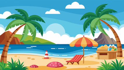 Obraz premium tropical beach with palm trees