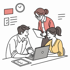 Teamwork and collaboration in the workplace illustration of business professionals
