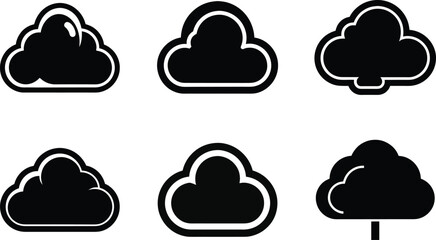 Vector set of people cloud computing icons
