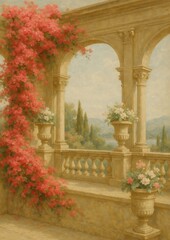 Fototapeta premium Romantic Mediterranean garden scene