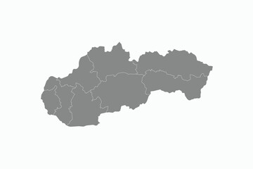Vector graphic artwork suitable for print and web containing flat detailed map of SLOVAKIA