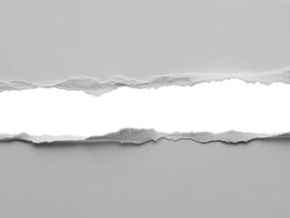 Grey Paper Texture with a Horizontal Torn Edge Revealing a White Background Ideal for Design Projects and Mockups
