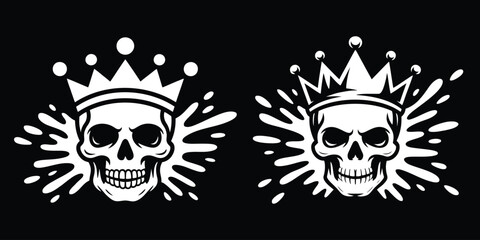 Creative Skull Head Logo with Crown &ndash; Human Skull Vector Design Illustration
