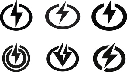 Power Sign Silhouette Vector Icon Set