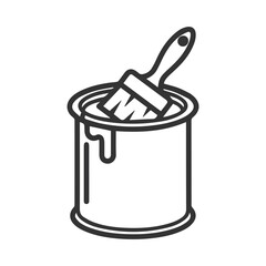 Paint can with brush dripping paint icon for home improvement and renovation projects