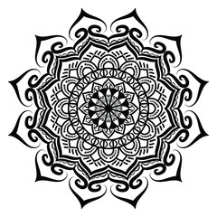 Mandala Art Design Rangoli with Decorative Elements on White Background