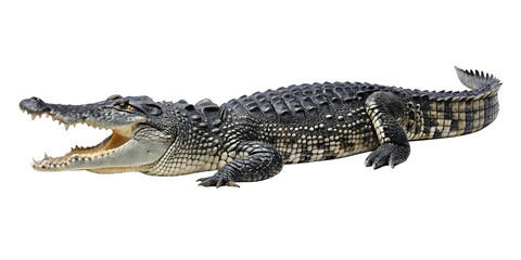 Fototapeta premium Crocodile open mouth scales isolated on a transparent background