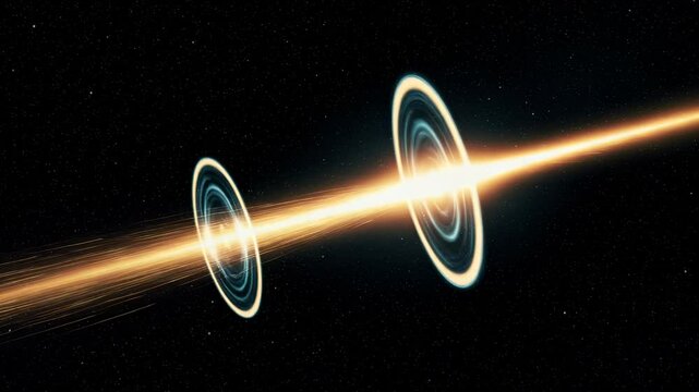Futuristic Warp Gate Concept with Energy Stream in Deep Space Scenery, Abstract Background