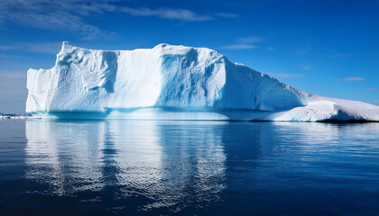 white iceberg in the sea reflection of ice berg in sea water blue sky
