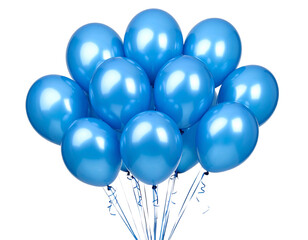 Cluster of Glossy Blue Balloons on transparent Background, High-Resolution PNG