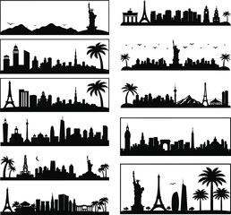 City Skyline Silhouettes Vector Collection