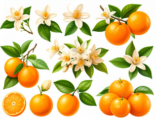 Oranges Flower Isolated  