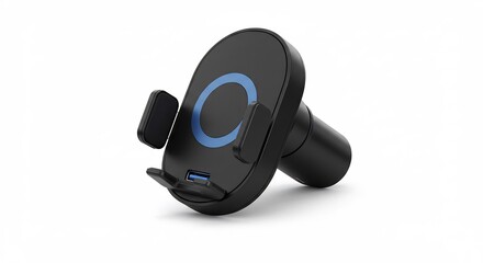 輝く光沢 快適なスマホ無線充電器 車載ホルダー. AI Generated