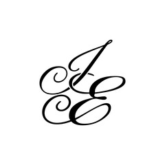 Elegant IE Monogram Logo in Black Script – Luxury Calligraphy Initial Design on White Background