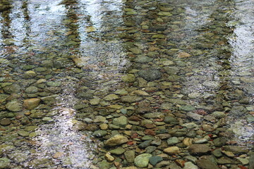 Clear river water with a bed of stones