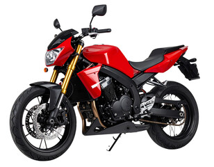 Obraz premium Red sport motorcycle isolated on white transparent background. High quality 